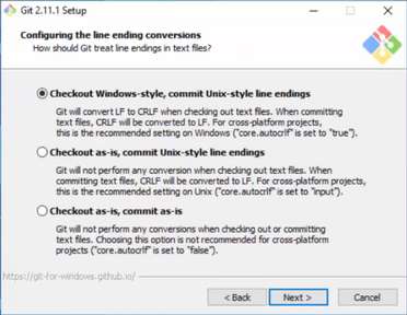 Git Install on Windows Line Ending Settings